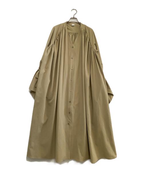ELIN（エリン）ELIN (エリン) Dry twill flared slv dress ベージュ サイズ:36の古着・服飾アイテム