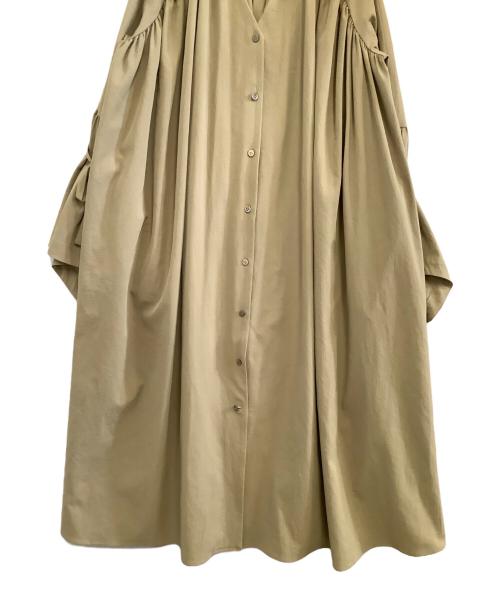 ELIN（エリン）ELIN (エリン) Dry twill flared slv dress ベージュ サイズ:36の古着・服飾アイテム