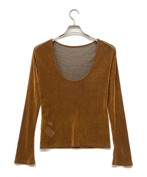 Ameri（アメリ）Ameri (アメリ) FLOCKY SKIN L/S CUT TOP ブラウン サイズ:Freeの古着・服飾アイテム