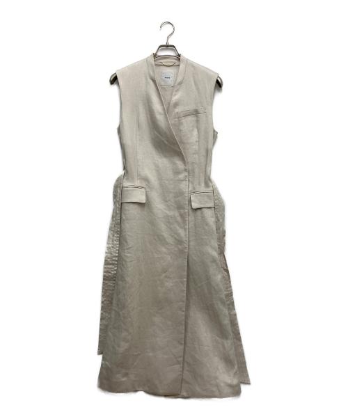 ebure（エブール）ebure (エブール) Safiran Linen Long Gilet ホワイト サイズ:36の古着・服飾アイテム