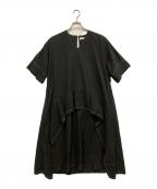 Ujohウジョー）の古着「スクエアヘムシャツドレス」｜ブラック