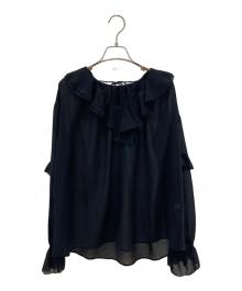 SLOBE IENA（スローブ イエナ）の古着「フリルラッフルシアーブラウス」｜ブラック