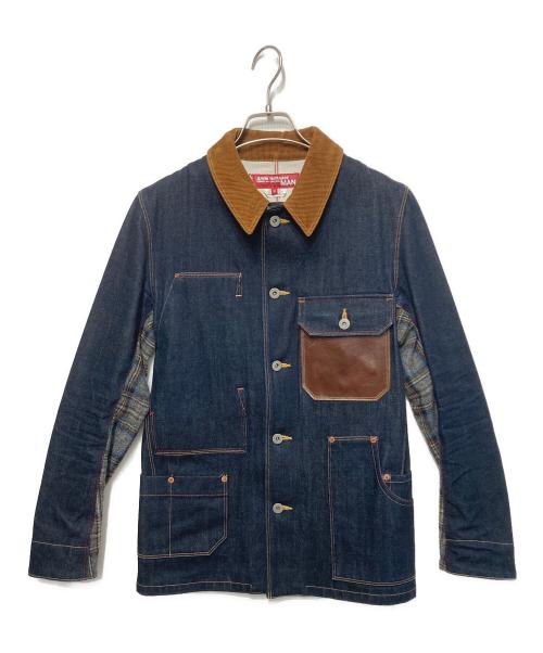 JUNYA WATANABE MAN（ジュンヤワタナベマン）JUNYA WATANABE MAN (ジュンヤワタナベマン) LEVI'S (リーバイス) レザーツイード切替デニムカバーオール インディゴ サイズ:XSの古着・服飾アイテム