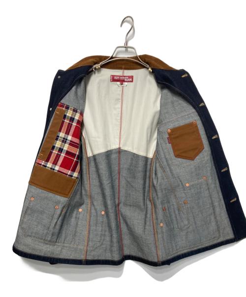 JUNYA WATANABE MAN（ジュンヤワタナベマン）JUNYA WATANABE MAN (ジュンヤワタナベマン) LEVI'S (リーバイス) レザーツイード切替デニムカバーオール インディゴ サイズ:XSの古着・服飾アイテム