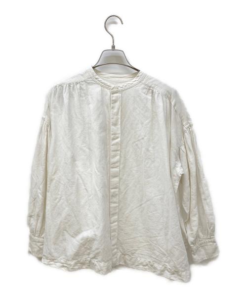 KAGURE（カグレ）KAGURE (カグレ) コットンリネンギャザーブラウス ホワイト サイズ:FREEの古着・服飾アイテム