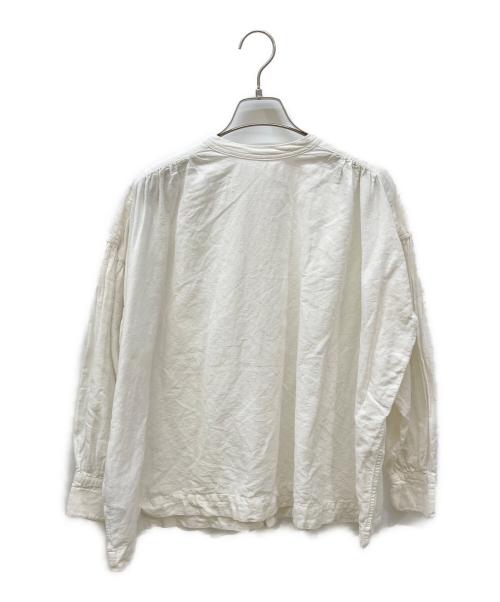 KAGURE（カグレ）KAGURE (カグレ) コットンリネンギャザーブラウス ホワイト サイズ:FREEの古着・服飾アイテム