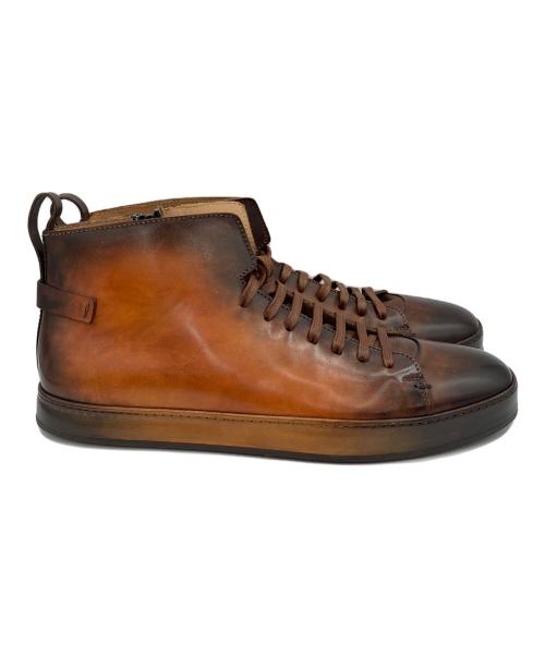 Santoni（サントーニ）Santoni (サントーニ) レザーハイカットスニーカ ブラウン サイズ:10の古着・服飾アイテム