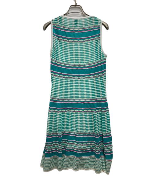 missoni（ミッソーニ）MISSONI (ミッソーニ) 柄ニットワンピース ブルー サイズ:40の古着・服飾アイテム