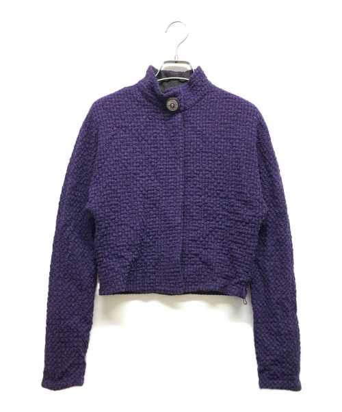 EMPORIO ARMANI（エンポリオアルマーニ）EMPORIO ARMANI (エンポリオアルマーニ) ニットジャケット パープル サイズ:40の古着・服飾アイテム