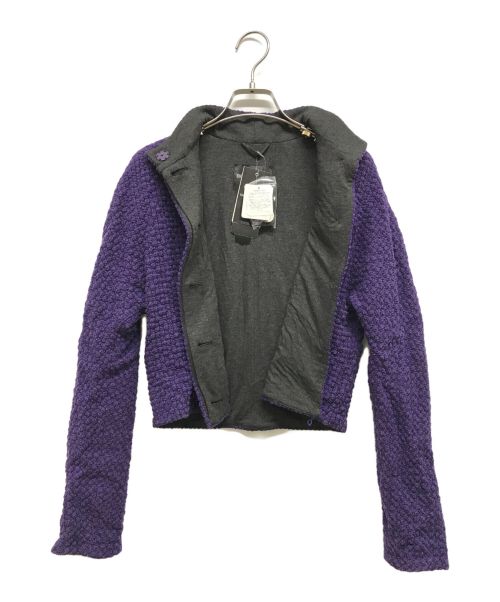 EMPORIO ARMANI（エンポリオアルマーニ）EMPORIO ARMANI (エンポリオアルマーニ) ニットジャケット パープル サイズ:40の古着・服飾アイテム