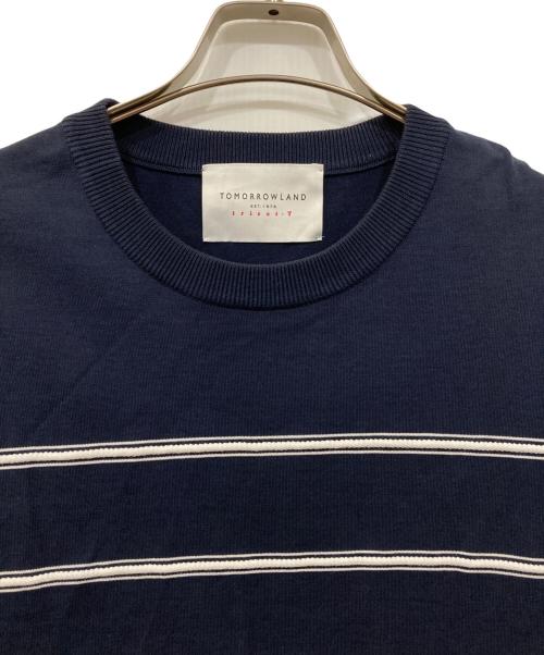 TOMORROW LAND tricot（トゥモローランド トリコ）TOMORROW LAND tricot (トゥモローランド トリコ) コットンナイロン ロープボーダークルーネックニット ネイビー サイズ:Mの古着・服飾アイテム