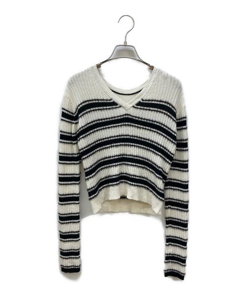 styling/（スタイリング）styling/ (スタイリング) ボーダーラメニットプルオーバー ホワイト×ブラック サイズ:FREEの古着・服飾アイテム