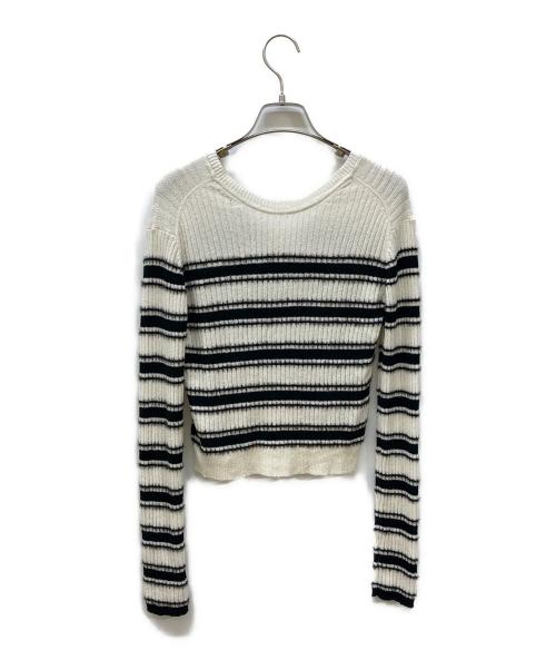 styling/（スタイリング）styling/ (スタイリング) ボーダーラメニットプルオーバー ホワイト×ブラック サイズ:FREEの古着・服飾アイテム