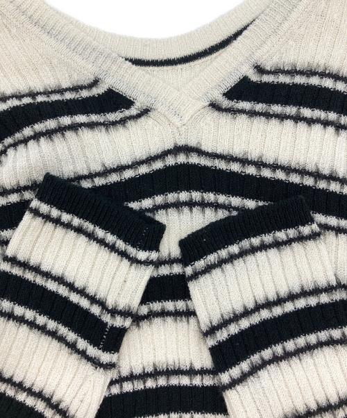 styling/（スタイリング）styling/ (スタイリング) ボーダーラメニットプルオーバー ホワイト×ブラック サイズ:FREEの古着・服飾アイテム