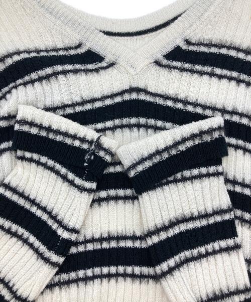 styling/（スタイリング）styling/ (スタイリング) ボーダーラメニットプルオーバー ホワイト×ブラック サイズ:FREEの古着・服飾アイテム