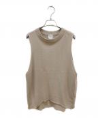 Spick and Spanスピックアンドスパン）の古着「コットンリネンミドルゲージノースリプルオーバー」｜ベージュ