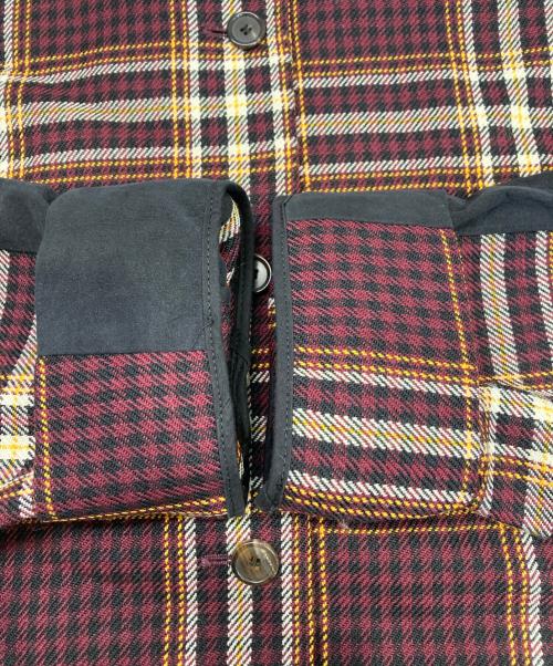 AALTO（アールト）AALTO (アールト) バンドカラーチェックロングコート ブラウン サイズ:36の古着・服飾アイテム