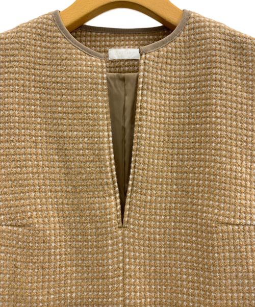 BALLSEY（ボールジィ）BALLSEY (ボールジィ) ワッフルツイードキーネックワンピース ベージュ サイズ:36の古着・服飾アイテム