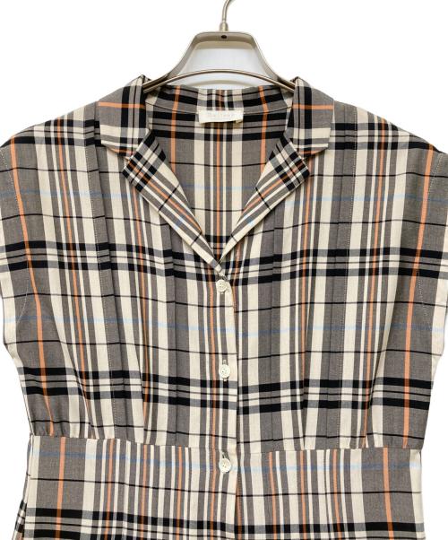 BALLSEY（ボールジィ）BALLSEY (ボールジィ) 22SS バレッタプラッドオープンカラーシャツワンピース ブラック サイズ:34の古着・服飾アイテム