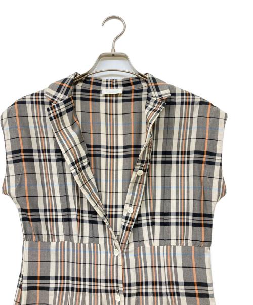 BALLSEY（ボールジィ）BALLSEY (ボールジィ) 22SS バレッタプラッドオープンカラーシャツワンピース ブラック サイズ:34の古着・服飾アイテム
