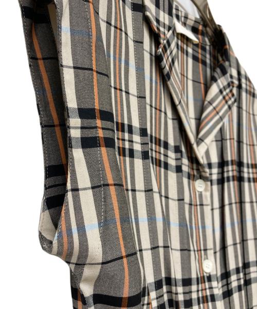 BALLSEY（ボールジィ）BALLSEY (ボールジィ) 22SS バレッタプラッドオープンカラーシャツワンピース ブラック サイズ:34の古着・服飾アイテム