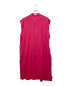 GALERIE VIEギャルリーヴィー）の古着「インドコットン スタンドカラーシャツワンピース」｜ピンク