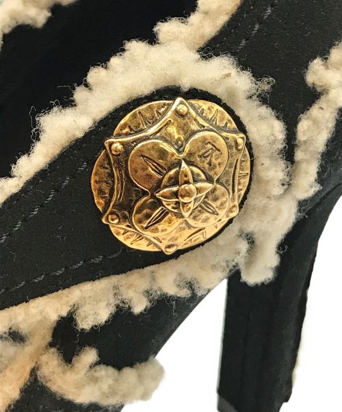 LOUIS VUITTON（ルイ ヴィトン）LOUIS VUITTON (ルイ ヴィトン) ボアパンプス ブラック×アイボリー サイズ:35の古着・服飾アイテム