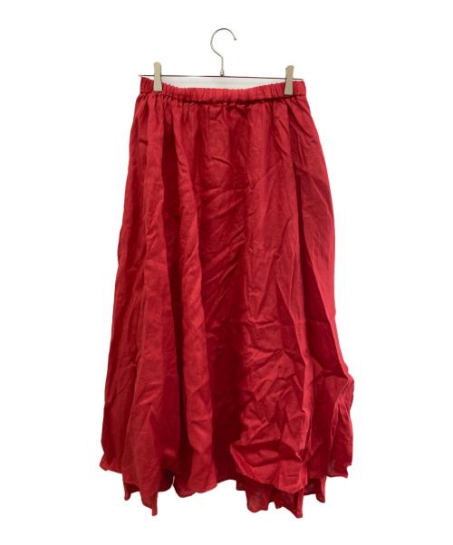 ATON（エイトン）ATON (エイトン) リネンギャザースカート レッド サイズ:2の古着・服飾アイテム