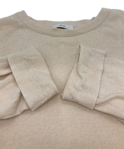 ATON（エイトン）ATON (エイトン) コットンクルーネックニット ベージュ サイズ:2の古着・服飾アイテム