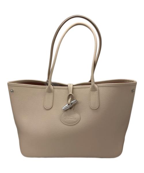 LONGCHAMP（ロンシャン）LONGCHAMP (ロンシャン) レザートートバッグ ベージュの古着・服飾アイテム