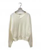BEAUTY&YOUTHビューティーアンドユース）の古着「ソフトコットン Vネック スムース ニットプルオーバー」｜アイボリー