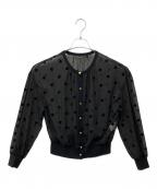 NOLLEY'Sノーリーズ）の古着「シアーフロッキードット柄クルーネックカーディガン」｜ブラック
