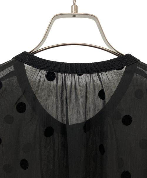 NOLLEY'S（ノーリーズ）NOLLEY'S (ノーリース) シアーフロッキードット柄クルーネックカーディガン ブラック サイズ:38の古着・服飾アイテム