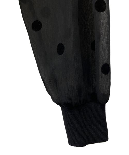 NOLLEY'S（ノーリーズ）NOLLEY'S (ノーリース) シアーフロッキードット柄クルーネックカーディガン ブラック サイズ:38の古着・服飾アイテム