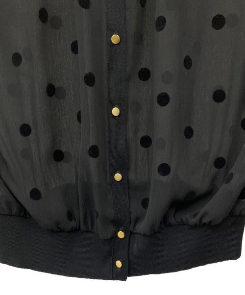 NOLLEY'S（ノーリーズ）NOLLEY'S (ノーリース) シアーフロッキードット柄クルーネックカーディガン ブラック サイズ:38の古着・服飾アイテム