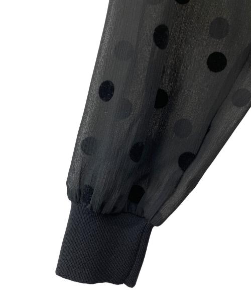 NOLLEY'S（ノーリーズ）NOLLEY'S (ノーリース) シアーフロッキードット柄クルーネックカーディガン ブラック サイズ:38の古着・服飾アイテム