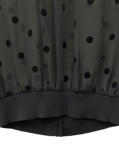 NOLLEY'S（ノーリーズ）NOLLEY'S (ノーリース) シアーフロッキードット柄クルーネックカーディガン ブラック サイズ:38の古着・服飾アイテム