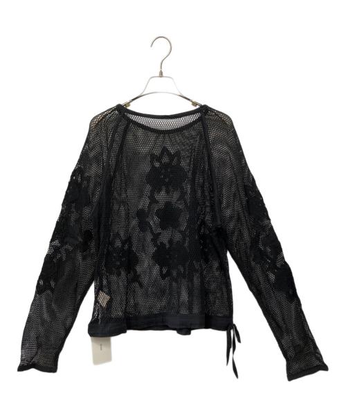 anuke（アンヌーク）anuke (アンヌーク) Embroidery Mesh Tops ブラック サイズ:Fの古着・服飾アイテム