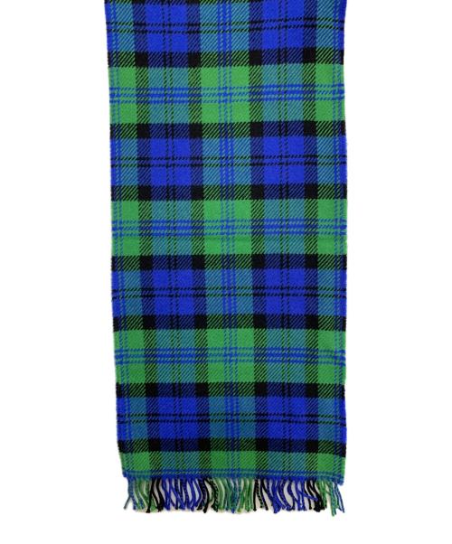 JOHNSTONS OF ELGIN（ジョンストンズオブエルガン）JOHNSTONS OF ELGIN (ジョンストンズオブエルガン) UNITED ARROWS (ユナイテッドアローズ) 別注ツイル チェック マフラー ブルーの古着・服飾アイテム