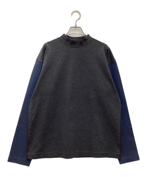 N.HOOLYWOOD（エヌ ハリウッド）N.HOOLYWOOD (エヌ ハリウッド) MOCK NECK LONG SLEEVE SHIRT グレー×ブルー サイズ:SIZE 38の古着・服飾アイテム