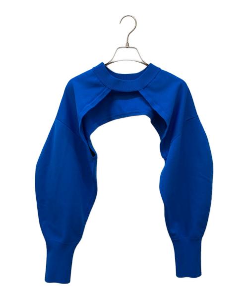 MAISON SPECIAL（メゾンスペシャル）MAISON SPECIAL (メゾンスペシャル) 2WAYコクーンスリーブショートニット ブルー サイズ:FREEの古着・服飾アイテム