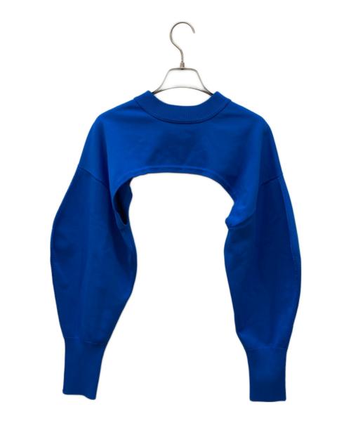 MAISON SPECIAL（メゾンスペシャル）MAISON SPECIAL (メゾンスペシャル) 2WAYコクーンスリーブショートニット ブルー サイズ:FREEの古着・服飾アイテム