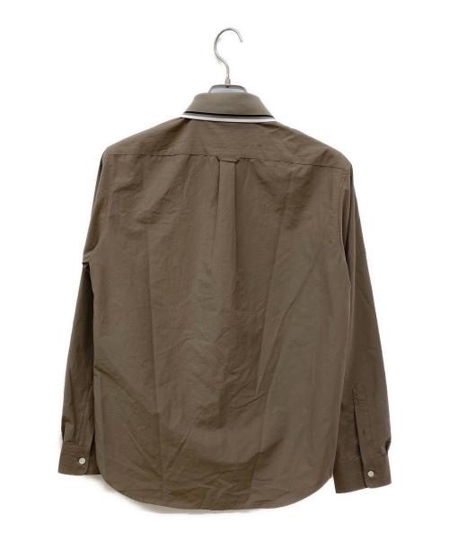 FRED PERRY（フレッドペリー）FRED PERRY (フレッドペリー) RIB COLLAR LONG SLEEVE SHIRT ブラウン サイズ:Mの古着・服飾アイテム