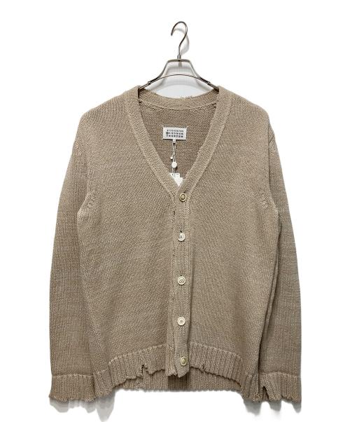 Maison Margiela（メゾンマルジェラ）Maison Margiela (メゾンマルジェラ) ダメージ加工Vネックカーディガン ベージュ サイズ:Mの古着・服飾アイテム