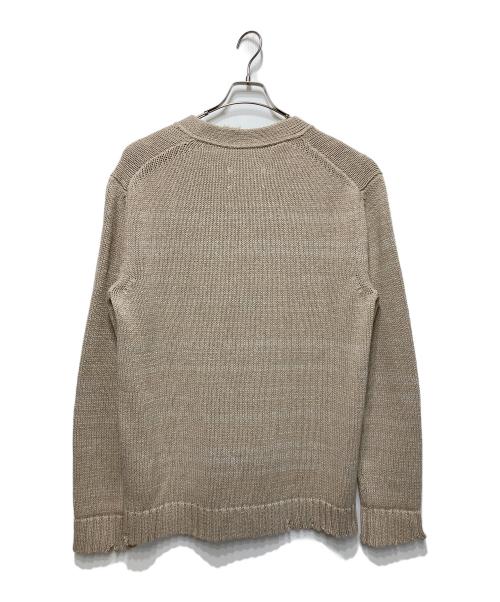 Maison Margiela（メゾンマルジェラ）Maison Margiela (メゾンマルジェラ) ダメージ加工Vネックカーディガン ベージュ サイズ:Mの古着・服飾アイテム