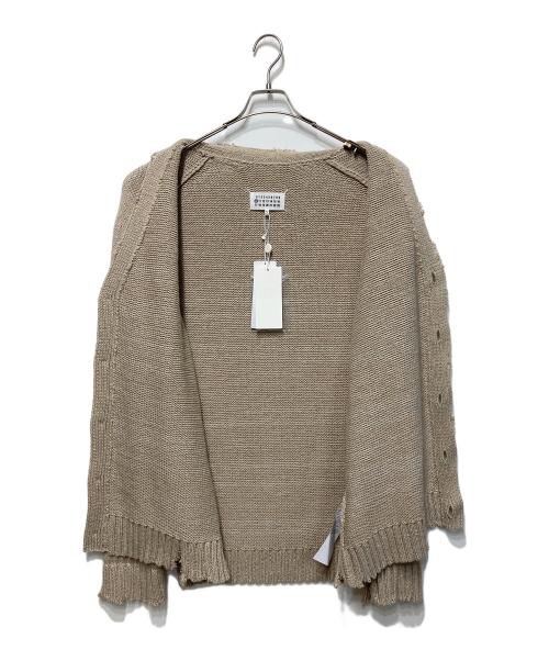 Maison Margiela（メゾンマルジェラ）Maison Margiela (メゾンマルジェラ) ダメージ加工Vネックカーディガン ベージュ サイズ:Mの古着・服飾アイテム