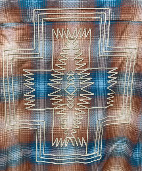 PENDLETON（ペンドルトン）PENDLETON (ペンドルトン) ESTNATION (エストネーション) 別注オンブレチェックオープンカラーシャツ ブラウン×ブルー サイズ:Lの古着・服飾アイテム