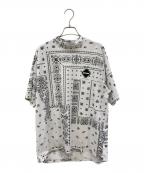 F.C.R.B.エフシーレアルブリストル）の古着「WHOLE PATTERN S/S MOCKNECK TOP」｜ホワイト×ブラック