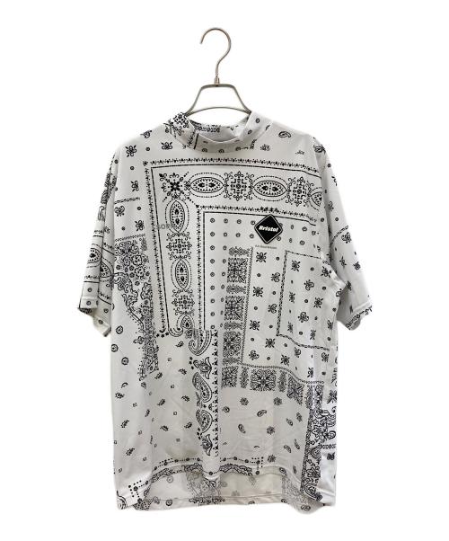F.C.R.B.（エフシーレアルブリストル）F.C.R.B. (エフシーレアルブリストル) WHOLE PATTERN S/S MOCKNECK TOP ホワイト×ブラック サイズ:Lの古着・服飾アイテム