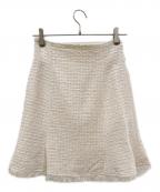 Snidelスナイデル）の古着「ツイードミニフレアースカート」｜アイボリー